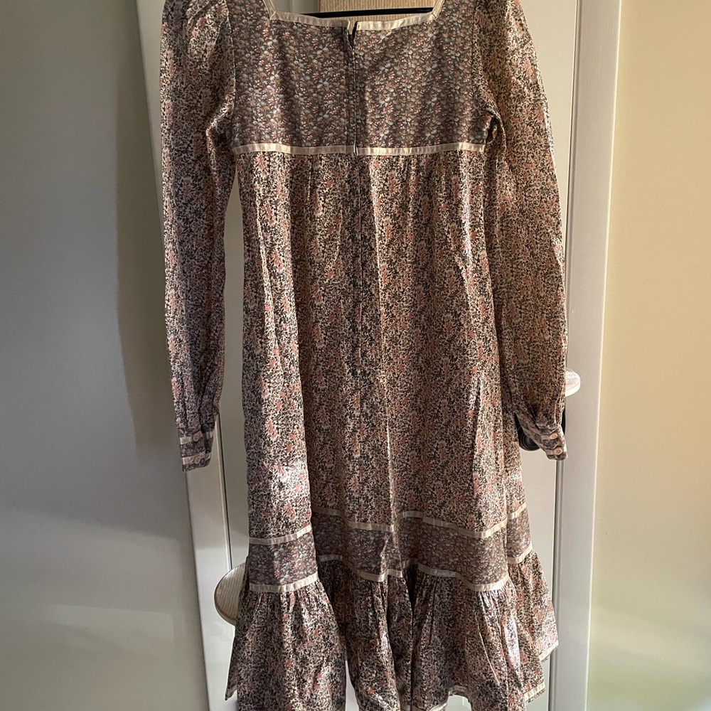 Gunne Sax Vintage Floral Dress with Lace Trim